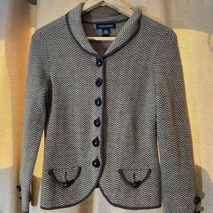 Banana Republic Black and Cream Herringbone Blazer